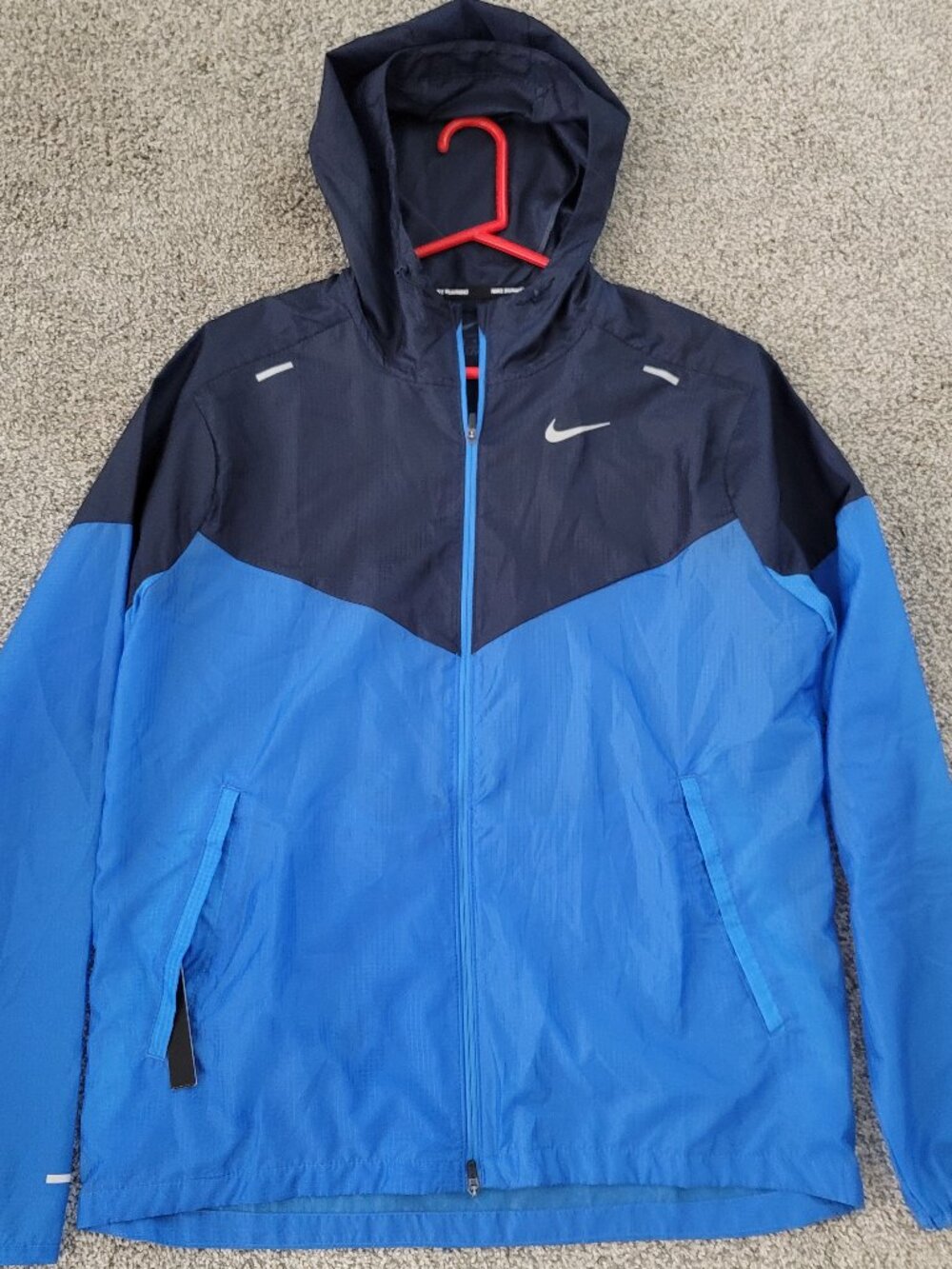 Nike Jacket Men's M Blue Navy  Dri-FIT Hooded Full Zip Windbreaker Running NWOT